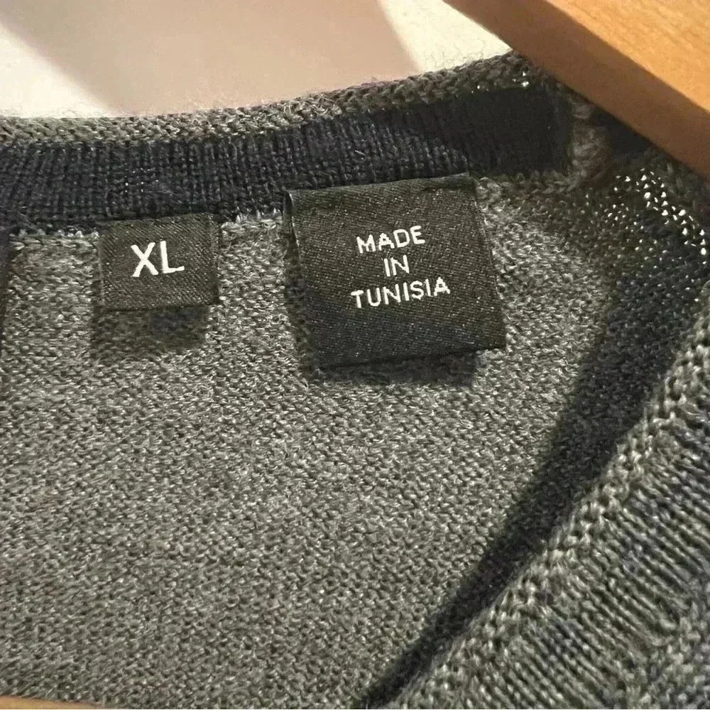 BOSS Hugo Boss Sweater Mens XL Charcoal Grey Excellent Extrafine Merino Slim Fit